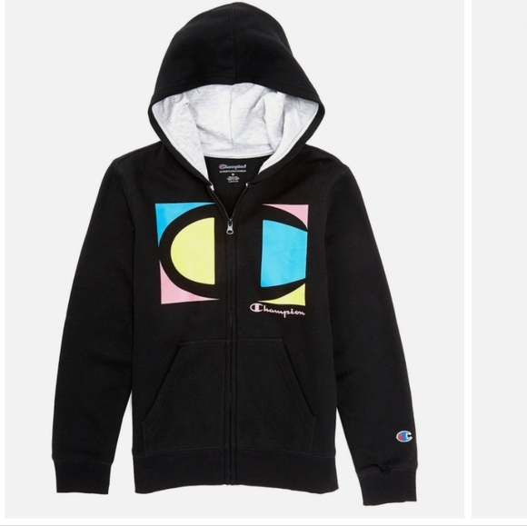 AWESOME CHAMPION PINK/BLUE/YELLOW ZIP UP HOODIE - Picture 1 of 8